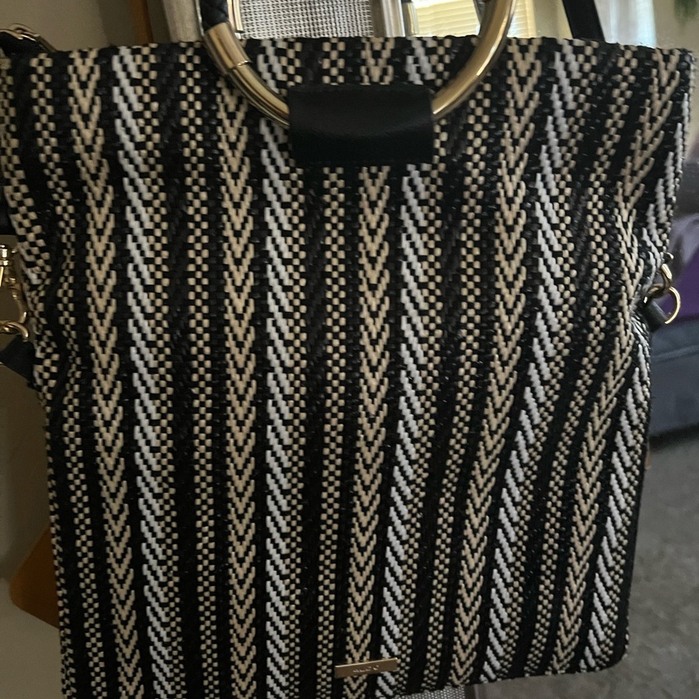 black and cream  cross body bag